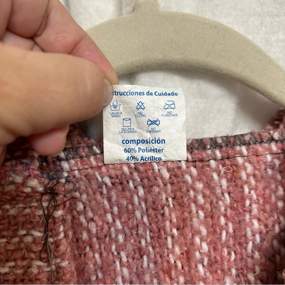 Pilotzi Oversized Boxy Mexican Hooded Poncho Women’s S Woven Multicolored - Picture 5 of 7